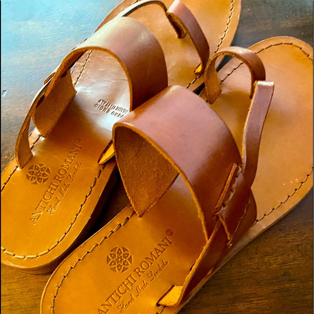 Antichi Romani Brown Leather Sandals Size 37 Italy/ Size 7.5-8 US Hand Made